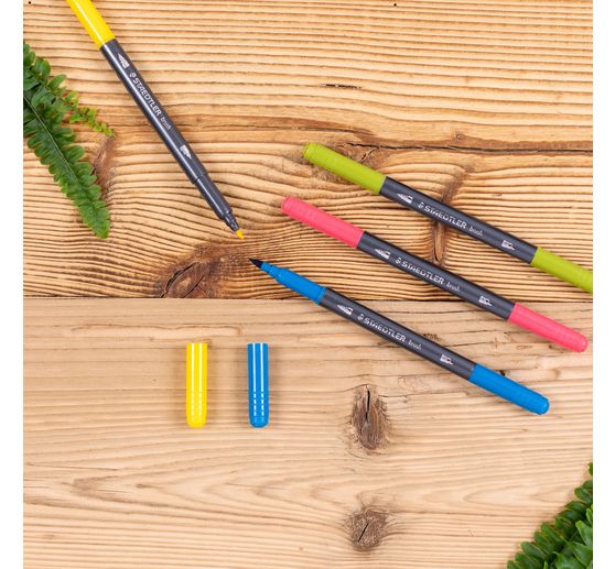 STAEDTLER Doppelfasermaler mit Pinselspitze, 18 St.