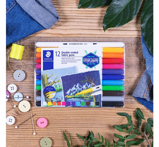 STAEDTLER Doppelfasermaler Textil, 12 St.