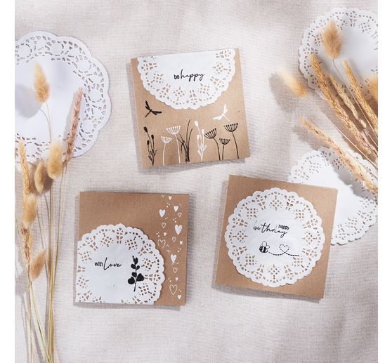 Double cards with envelopes "Kraft paper", 12.5 x 12.5 cm, 50 pieces