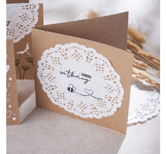 Double cards with envelopes "Kraft paper", 12.5 x 12.5 cm, 50 pieces