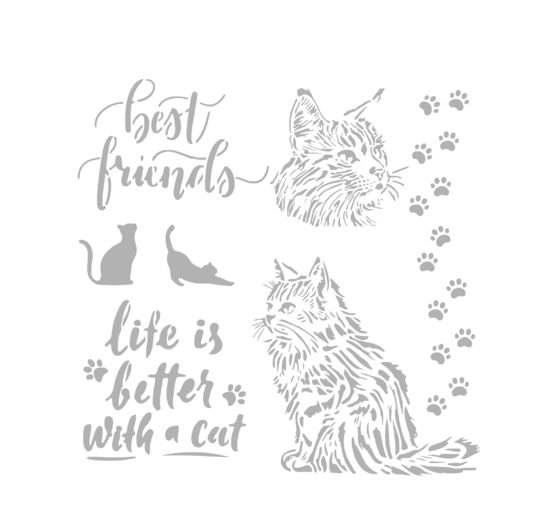 Schablone "Orchids and Cats - Best Friends"