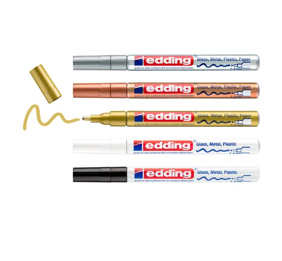 edding 751 Glanzlack-Marker Metallic, 5er-Set
