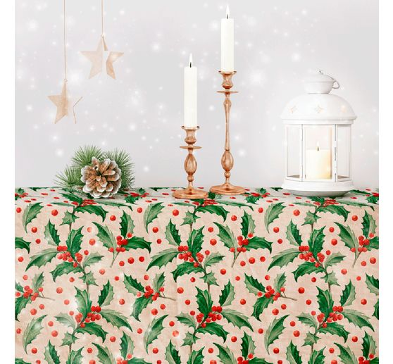 Motiv-Stoff Leinenoptik "Ilex"