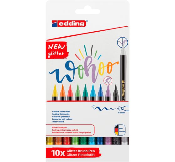 edding 1340 Pinselstift "Glitzer", 10er-Set