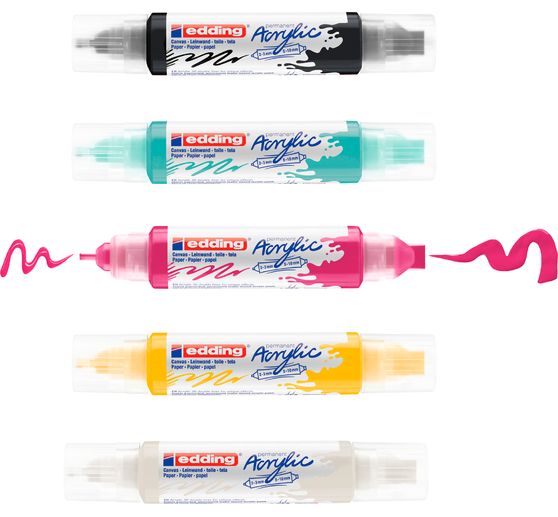 edding 5400 Acrylic "Acryl 3D - Basic", Double Liner, 5er-Set