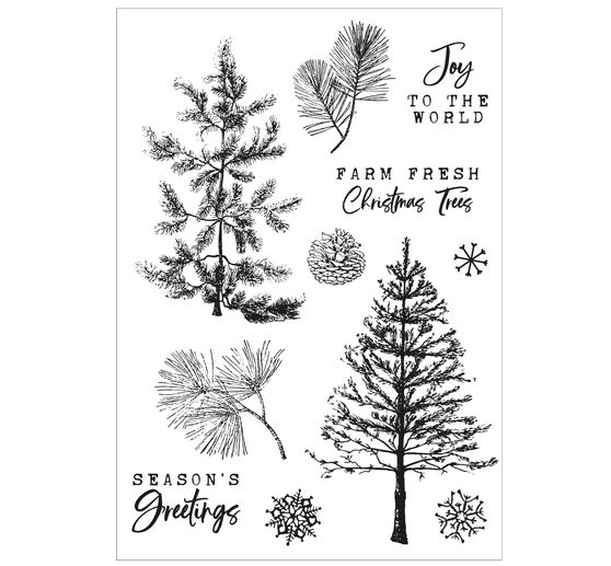 Sizzix Stanzschablone und Clear Stamps "Pine Holidays by 49 and Market"
