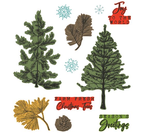 Sizzix Stanzschablone und Clear Stamps "Pine Holidays by 49 and Market"