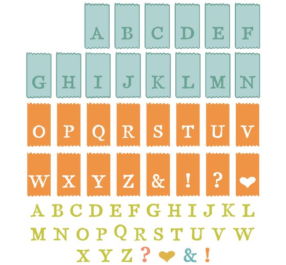 Sizzix Punching template and Clear Stamps "Tab Stamp Alpha by 49 and Market"