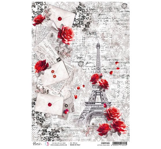 Motiv-Strohseide "Paris Je t'aime - Letters from Paris"