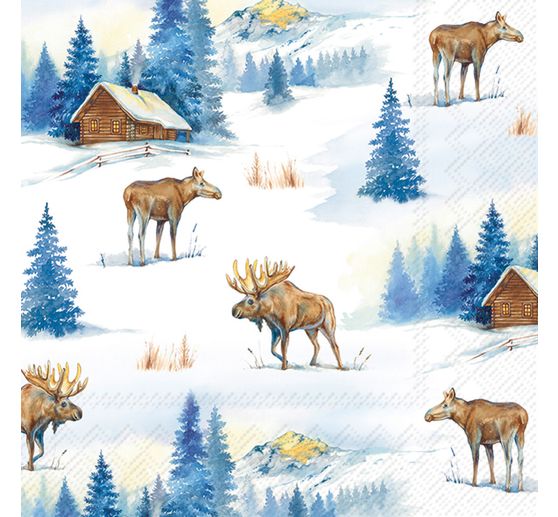 Napkin "Moose in winter"