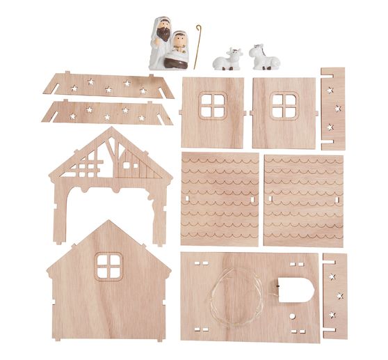 VBS Holz-Steckmotiv "Krippe mit Figuren"