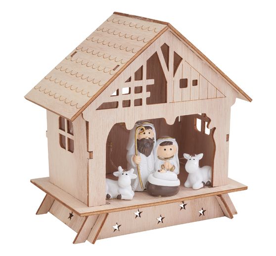 VBS Holz-Steckmotiv "Krippe mit Figuren"