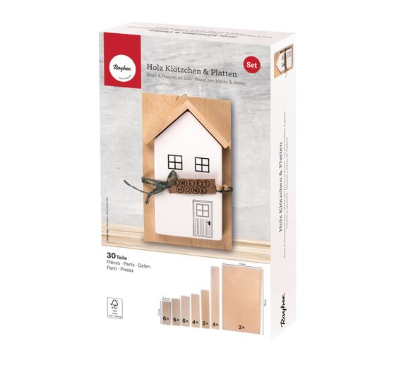 Bastelpackung Holz "Klötzchen & Platten"