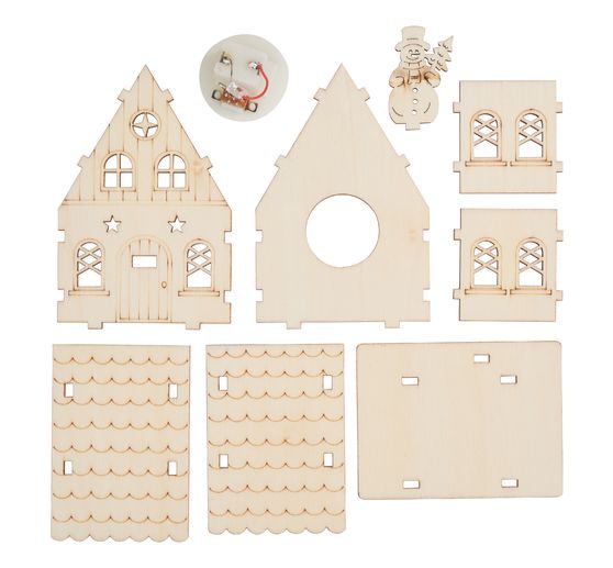 VBS Holzbausatz "Haus mit Schneemann", inkl. LED