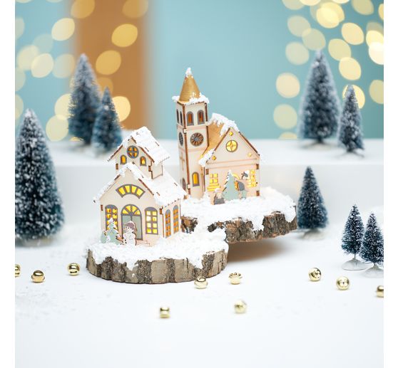 VBS Holzbausatz "Haus mit Turm und Schneemann", inkl. LED
