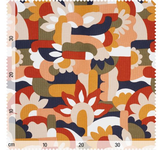 Halbpanama-Stoff "Naive Blumen"