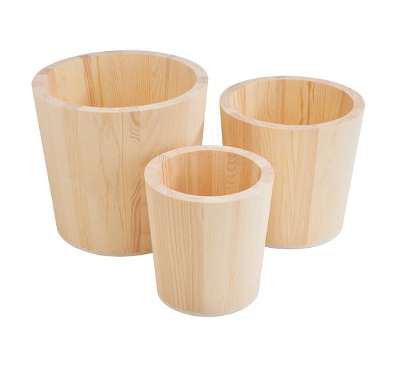 VBS Holz-Pflanztöpfe, 3er-Set