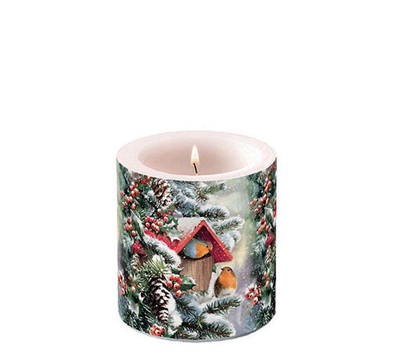 Serviette "Rotkehlchen Winterhaus"