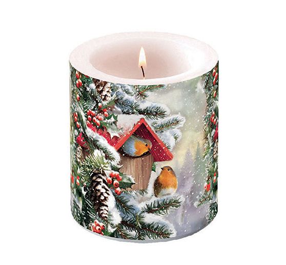 Serviette "Rotkehlchen Winterhaus"