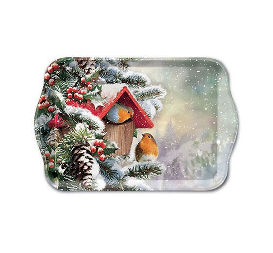 Serviette "Rotkehlchen Winterhaus"