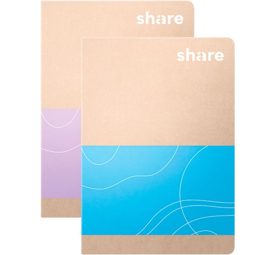 share Notizheft A6 kariert pastellblau-lavendel, 40 Blatt