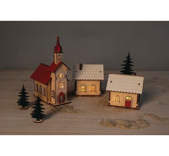 Holzbausatz-Lichterdorf, 84-tlg.