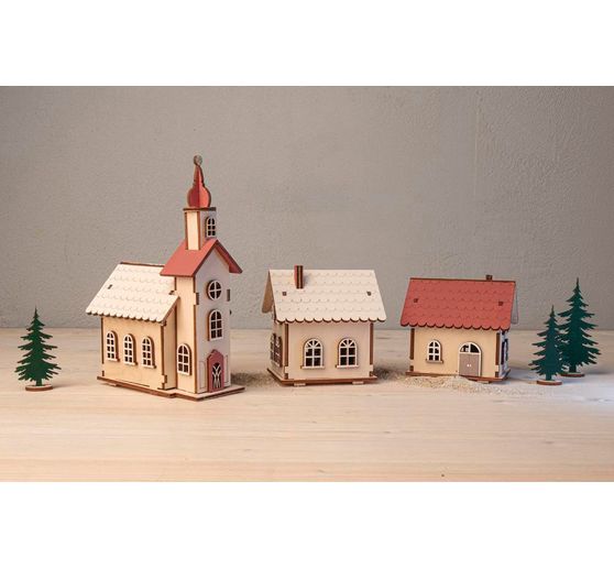 Holzbausatz-Lichterdorf, 84-tlg.