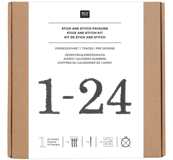 Rico Design Stick & Stitch Packung "Adventszahlen"
