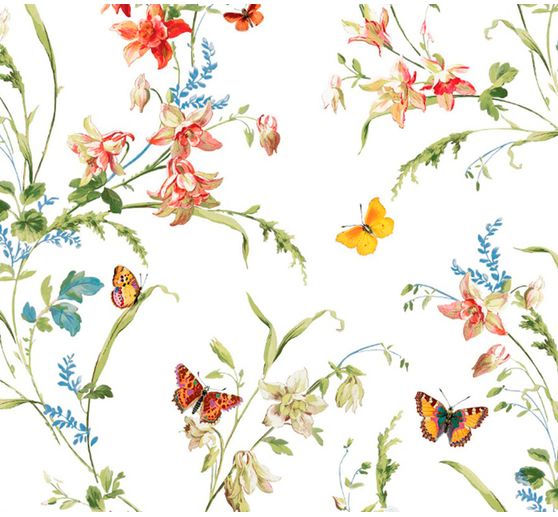Baumwoll-Stoff "Blumenwiese mit Schmetterlingen"