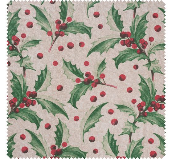 Motiv-Stoff Leinenoptik "Ilex"