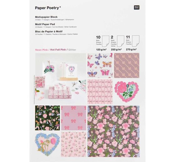Bastelpapier-Block "La Vie En Rose"