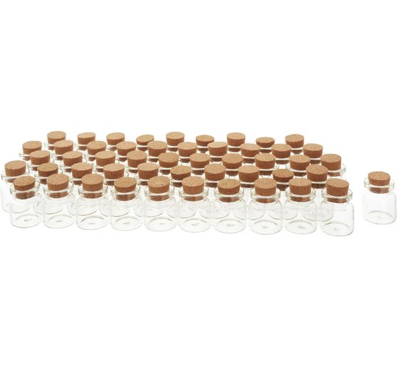 VBS XXL Mini Gläschen mit Korken, 50 Stück