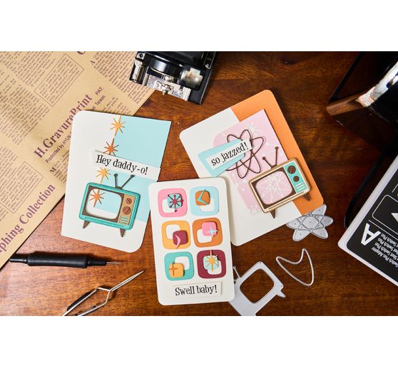 Sizzix Thinlits Stanzschablone "Vault Atomic Retro by Tim Holtz"