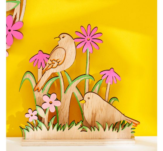 VBS Holz-Steckmotiv "Vögel in der Blumenwiese"