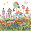 Serviette "Vogelhäuser im Garten"