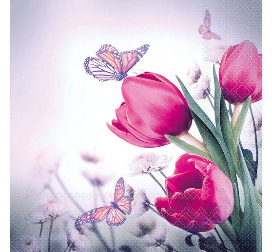 Serviette "Schmetterlinge & Tulpen"