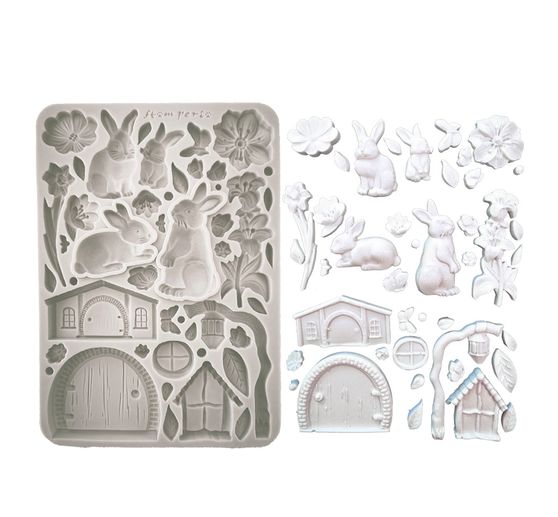 Silikon Gießform "Rabbit & Flowers"