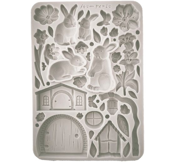Silikon Gießform "Rabbit & Flowers"