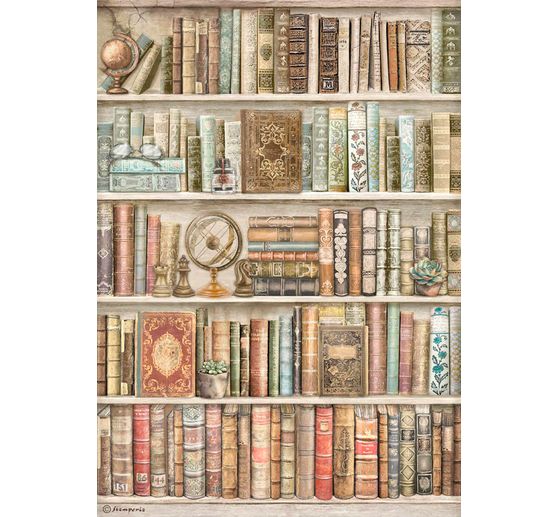 Motiv-Strohseide "Bücherregal"
