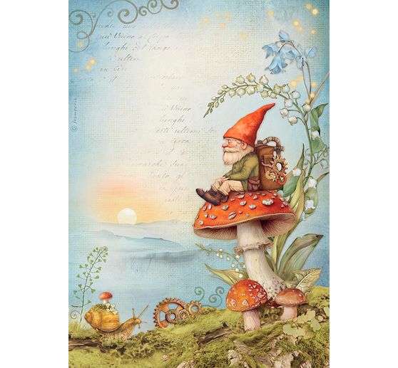 Motif straw silk "Hidden Grove - Gnome"