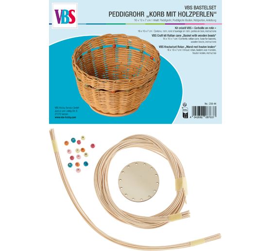 VBS Bastelset Peddigrohr "Korb mit Holzperlen"