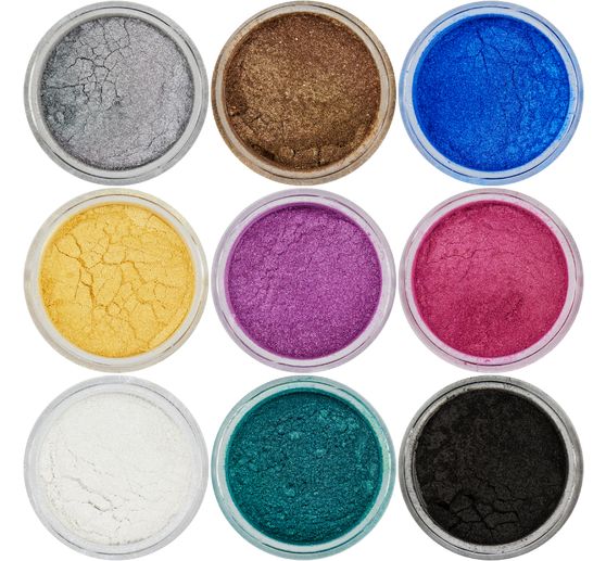 Mica powder colour set, 9 jars