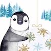 Serviette "Pinguin im Winter"