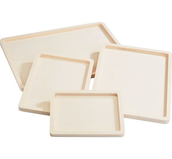 VBS Flat wooden trays, set of 4