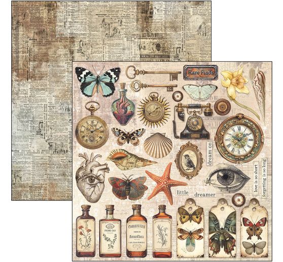 Scrapbook paper "Cabinet of Curiosities"