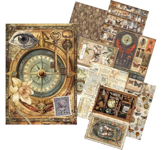 Motif straw silk assortment "Carbinet of Curiosities", set of 8