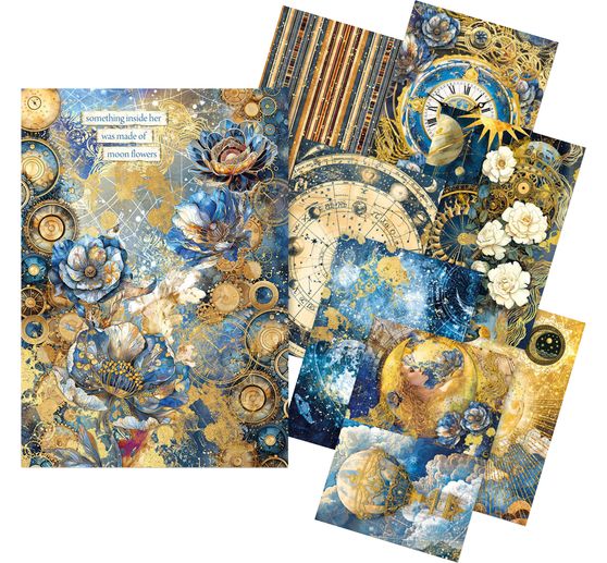 Motiv-Strohseiden Sortiment "Celestial", 8er-Set