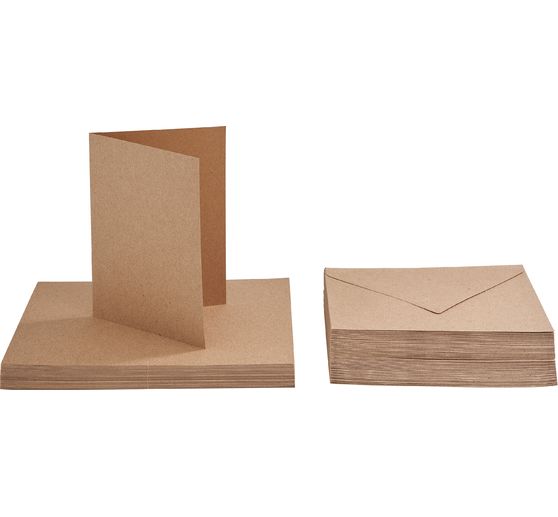 VBS Double cards with envelopes "Kraft paper", 50 pieces