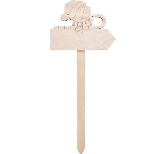 VBS Wooden plug with sign "Snowman"