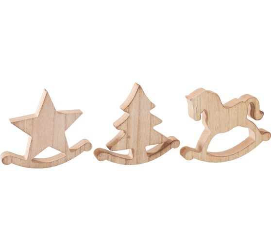 VBS Holz- Schaukelfiguren "Pferd, Tanne und Stern", 3er-Set